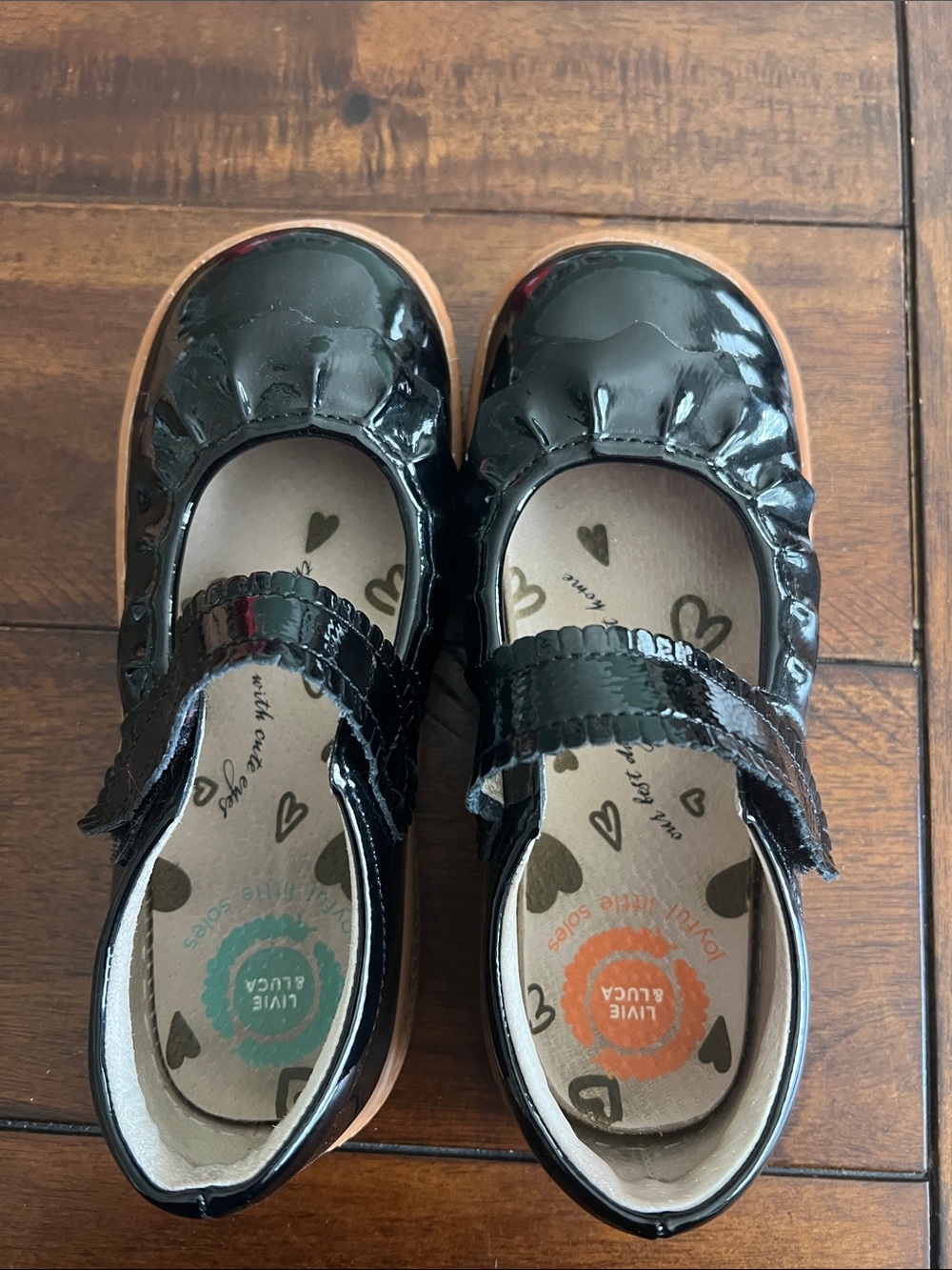 Livie & Luca Black Patent Mary Jane Shoes with Velcro Strap